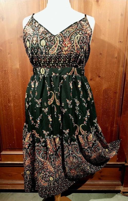 prachtige boho jurk zwart paisley print 46/48, Kleding | Dames, Grote Maten, Nieuw, Jurk, Zwart, Ophalen of Verzenden