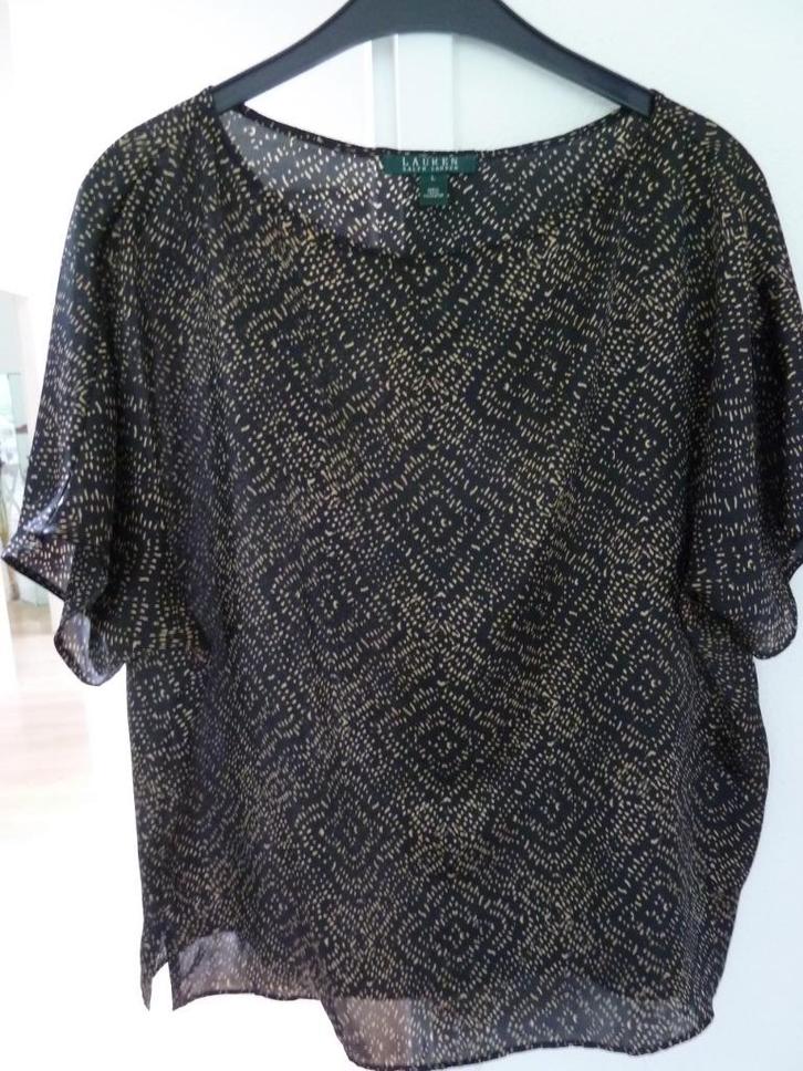 Ralph Lauren zwart/goud kleurige top L, Kleding | Dames, Tops, Zo goed als nieuw, Maat 42/44 (L), Zwart, Zonder mouw, Ophalen of Verzenden