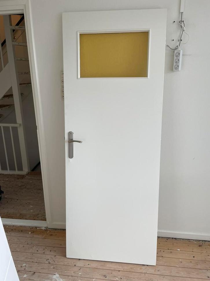 Binnendeuren met glas icl. douche/wc deur, Doe-het-zelf en Verbouw, Deuren en Horren, Gebruikt, Binnendeur, 200 tot 215 cm, 80 tot 100 cm