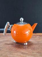 vintage design Bredemeijer theepot in retro oranje chroom, Ophalen of Verzenden, Huis en Inrichting