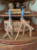 Set houten kandelaars, Antiek en Kunst, Curiosa en Brocante, Ophalen of Verzenden