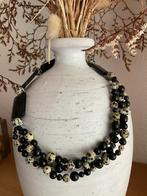 Ketting met grote onyx en strengen dalmatiër jaspis en onyx, Sieraden, Tassen en Uiterlijk, Kettingen, Zwart, Nieuw, Ophalen of Verzenden