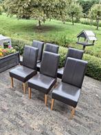 6 stuks eetkamerstoelen donkerbruin, Huis en Inrichting, Ophalen, Bruin, Leer, Zo goed als nieuw