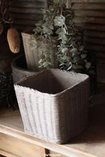Bloempot steen vierkant 'rattanlook, Www.jufbrocante.nl, Www.jufbrocante.nl, Nieuw, Ophalen of Verzenden