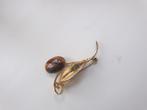 Vintage Broche met Tijgeroog Edelsteen, Overige materialen, 4 tot 7 cm, Gebruikt, Ophalen of Verzenden