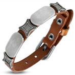 Leren armband heren bruin met gespsluiting, Verzenden, Nieuw, Bruin, Leer