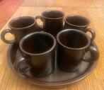 Vintage Hoganas 5 Espresso kopjes en dienblaadje, Ophalen of Verzenden