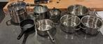 RVS Pannenset: Masterchef, Hema, Merkloos - Diverse Maten, Ophalen of Verzenden, Gebruikt, Rvs, Pannenset