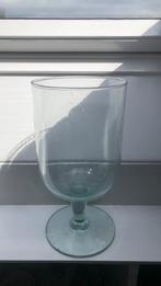 Glazen vaas op voet, groen bubbeltjes glas, Ophalen, Minder dan 50 cm, Groen, Glas