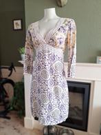 Maliparmi linnen creme paarse jurk IT 40 S 36 Gratis Verzend, Kleding | Dames, Verzenden, Paars, Zo goed als nieuw, Knielengte