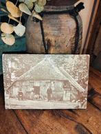 Oude brocante print prent op dik hout hardboard, ., Ophalen of Verzenden, ., Minder dan 50 cm