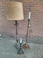 Antieke koperen staande lampen voeten 3x, Ophalen, Zo goed als nieuw