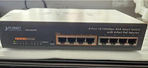 PLANET FSD-804PS 8 poort 10/100 switch 4x 802.3af PoE poort, Computers en Software, Netwerk switches, Gebruikt, Ophalen of Verzenden