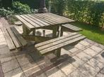 Picknicktafel vierkant, Tuin en Terras, Picknicktafels, Ophalen, Gebruikt, Vierkant, Hout
