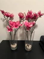 Glazen vazen 35cm incl decoratie, Ophalen of Verzenden, Zo goed als nieuw