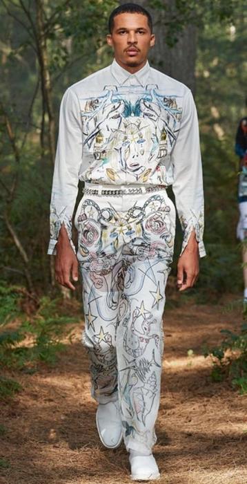 Roomkleurige Burberry jeans Mermaid Shark – runway collectie beschikbaar voor biedingen