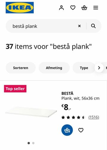 Ikea Besta 2 x plank wit 56x36 cm - afbeelding 3