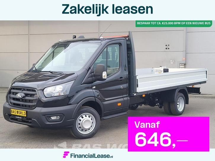 Ford Transit 170pk Open Laadbak Dubbellucht 3,5t Trekhaak Ai, Auto's, Bestelauto's, Bedrijf, Lease, Financial lease, Achteruitrijcamera