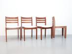 Set van 4 vintage stoelen nieuwe ecru rib stoffering, Vier, Stof, Zo goed als nieuw, Ophalen