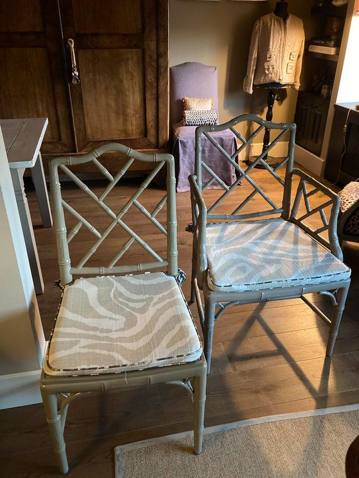 Set van 4 Faux Bamboo stoelen, Antiek en Kunst, Antiek | Meubels | Stoelen en Banken, Ophalen