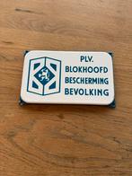 Emaille bord PLV. Blokhoofd Bescherming Bevolking, Ophalen of Verzenden