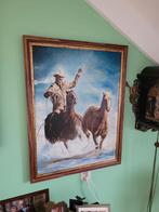 Schilderij van een cowboy te paard, Ophalen of Verzenden