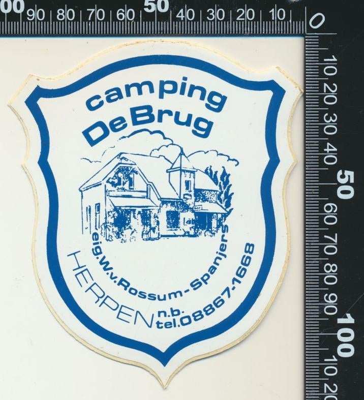 Sticker: Camping De Brug - Herpen (2), Verzamelen, Stickers, Zo goed als nieuw, Bedrijf of Vereniging, Ophalen of Verzenden