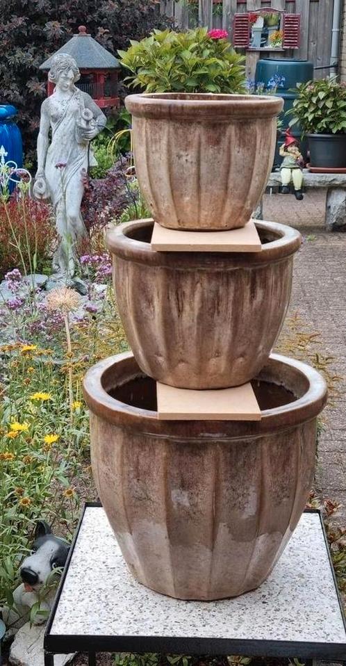 Set van  3  zware  bloempotten, Huis en Inrichting, Woonaccessoires | Overige, Zo goed als nieuw, Ophalen