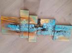 5 luik modern abstract waterfront aquaria blauw, bruin, Antiek en Kunst, Ophalen