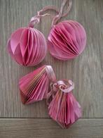 4 papieren honeycomb hangers kerst roze, Ophalen of Verzenden