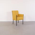 6x Milano Designer Eetkamerstoel Saffraangeel Leer - Zwart