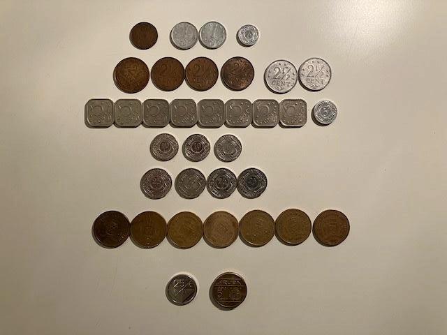 36 munten Nederlandse Antillen, Curacao en Aruba, 1900-2023, Postzegels en Munten, Munten | Nederland, Losse munt, Overige waardes