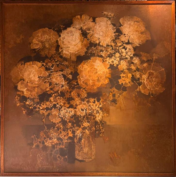 Groot werk AB JONGMANS Gelaagde Stilte Bloeiende Structuur, Antiek en Kunst, Kunst | Schilderijen | Modern, Ophalen of Verzenden