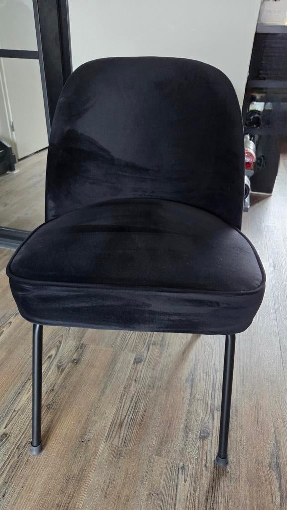 4 eetkamerstoelen zwart velvet, Huis en Inrichting, Stoelen, Ophalen, Zo goed als nieuw, Zwart, Vier