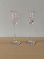 2 vintage Caithness Flamingo kandelaren- Roze Tint, Overige materialen, Overige kleuren, 25 tot 50 cm, Ophalen of Verzenden