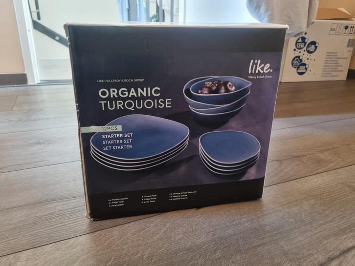 Serviesset Villeroy & Boch Like Organic Turquoise – 12-delig, Huis en Inrichting, Keuken | Servies, Nieuw, Bord(en), Overige stijlen