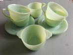 Vintage Fire-King Jadeite Jane Ray set (4 K&S + 2 Suikerpott, Huis en Inrichting, Keuken | Servies, Ophalen of Verzenden, Zo goed als nieuw