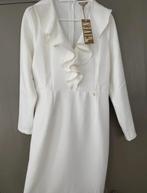 Nieuwe Given jurk met volant en V-hals, mt L, Wit, Maat 42/44 (L), Nieuw, Ophalen of Verzenden