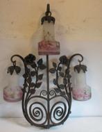 supergrote art deco smeedijzeren wandlampen zes kappen, Antiek en Kunst, Ophalen