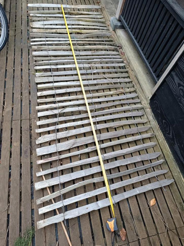 FransSchaapen hekje kastanjehout + palen + poort., Tuin en Terras, Tuinhekken en Hekwerk, Gebruikt, Tuinhek, Hout, Met poort, Ophalen