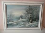 Schilderij winterlandschap., 75 tot 100 cm, Schilderij, Zo goed als nieuw, 50 tot 75 cm