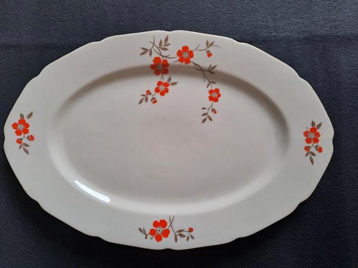 Vintage ovalen porseleinen serveerschaal jaren 1930, Tielsch, Antiek en Kunst, Antiek | Schalen, Ophalen of Verzenden