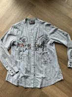 Blouse Desiqual M blauw wit borduursels, Ophalen of Verzenden, Zo goed als nieuw