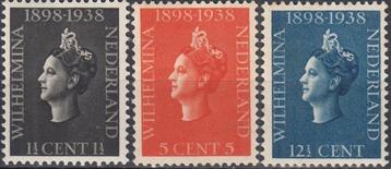 Nederland- 1938 - Wilhelmina - NVPH-310 t/m NVPH-312 - O beschikbaar voor biedingen
