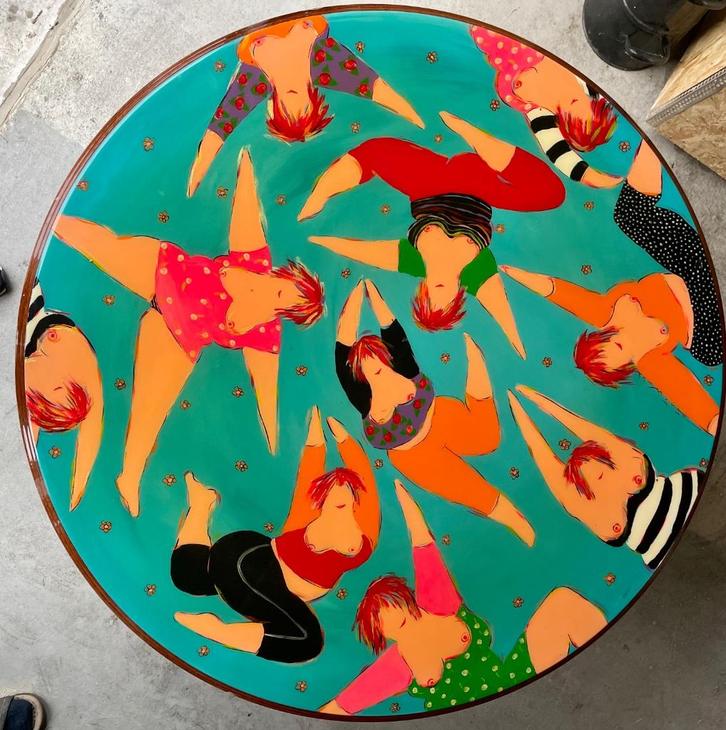 salontafel, Huis en Inrichting, Tafels | Salontafels, Gebruikt, 50 tot 75 cm, 100 tot 150 cm, 100 tot 150 cm, Rond, Overige materialen