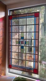 Drie art deco glas in lood ramen fraaie kleuren, Ophalen of Verzenden