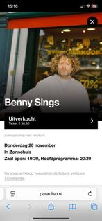 Ticket concert Benny Sings over, Tickets en Kaartjes, Overige Tickets en Kaartjes, Eén persoon