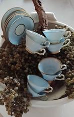 KPM acht antieke espressokopjes, demitasse baby-blue, ca1950, Antiek en Kunst, Ophalen of Verzenden
