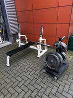 Vlakke Bench Press met Olympische Barbell ,127,5kg Gewichten, Sport en Fitness, Fitnessmaterialen, Overige typen, Gebruikt, Ophalen