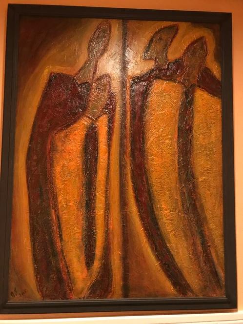 Schilderij olieverf in aarde tinten, Antiek en Kunst, Kunst | Schilderijen | Abstract, Ophalen